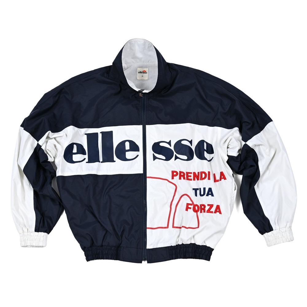 Men's Vintage Ellesse Track Jacket Windbreaker Full Zip Big Logo Embroidered M